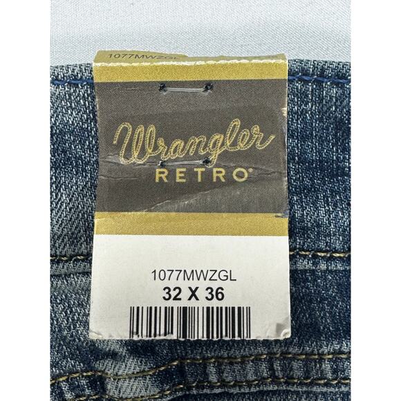 NWT Wrangler Retro Men's Slim Boot Blue Denim Jeans - Size 32x36 (32x35) - Picture 4 of 7